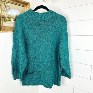 Vtg Radishes & Roses Mock Neck Sweater Green Womens Size Medium